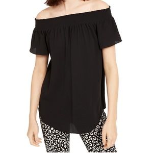 Michael Kors Smocked Off-The-Shoulder Top